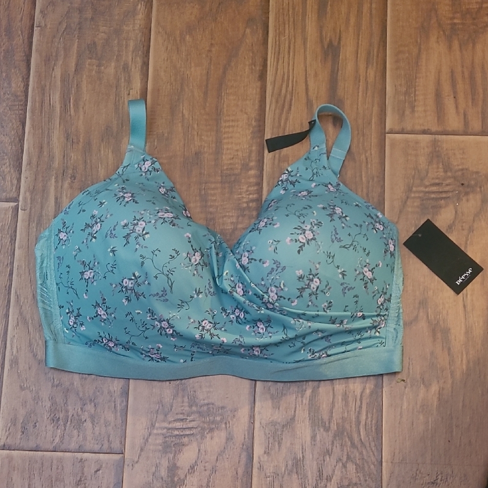 Deesse Wireless Teal Floral Bra 42G